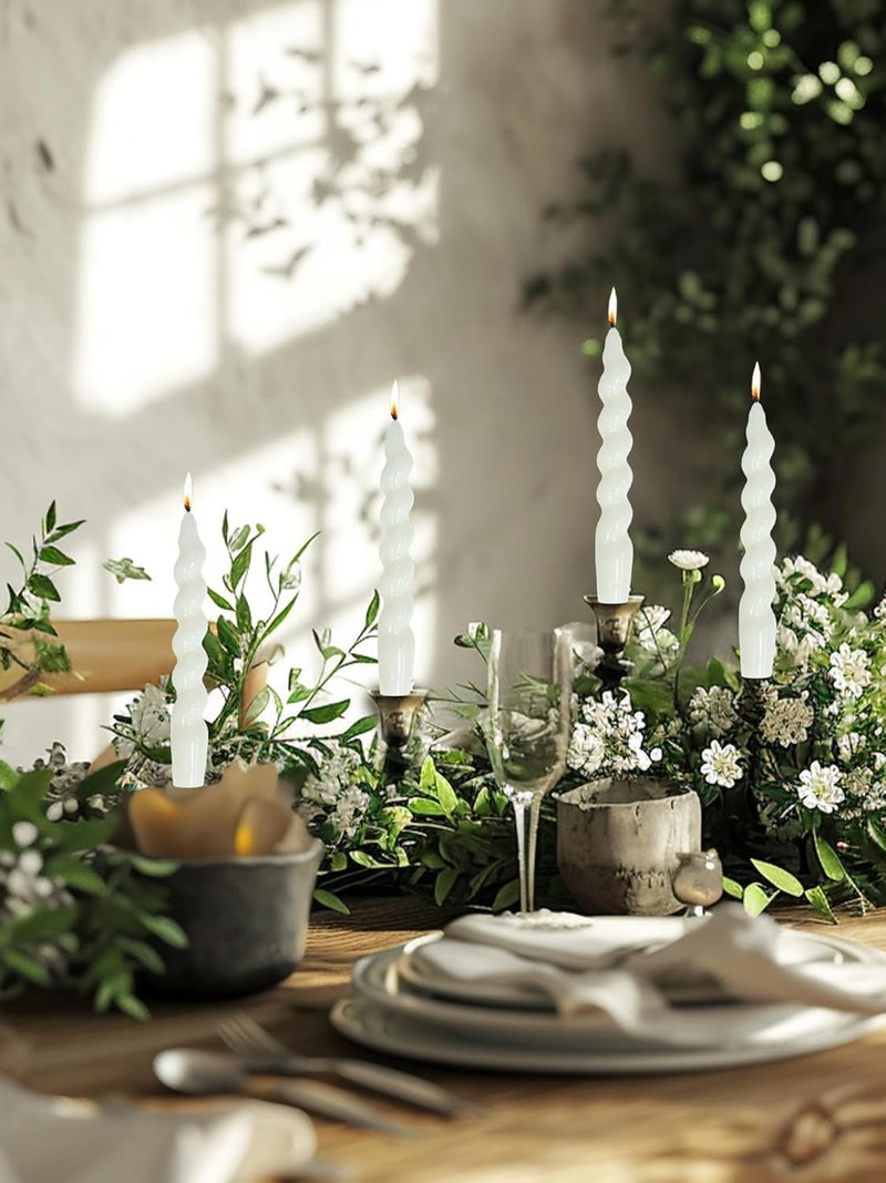 LPUSA Taper Candle White Spiral Candlestick Short Tapered Candles Twisted Candlesticks for Table Decor Housewarming Gift Idea-7.5inch,4pcs(White) - Image 3